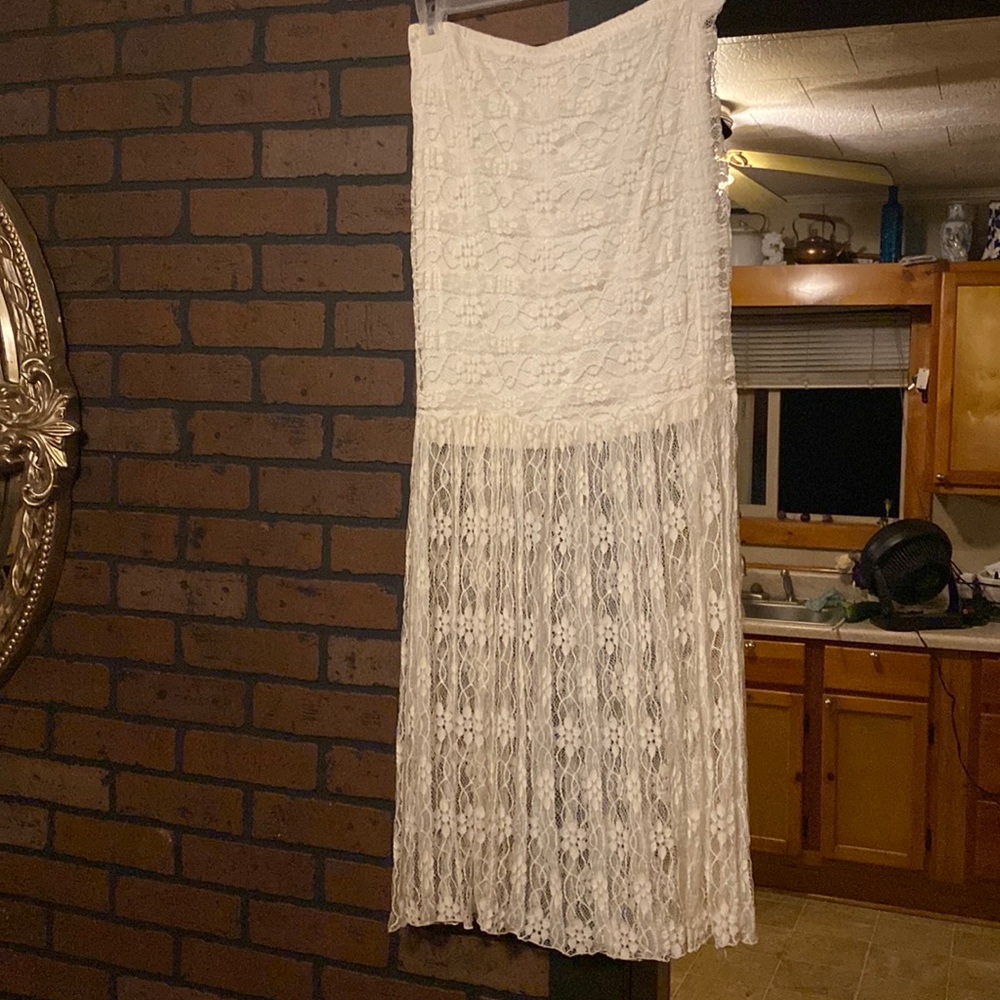 Long sheer skirt with built in liner